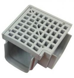 4" CHANNEL DRAIN 90 ELL POLY GRY
