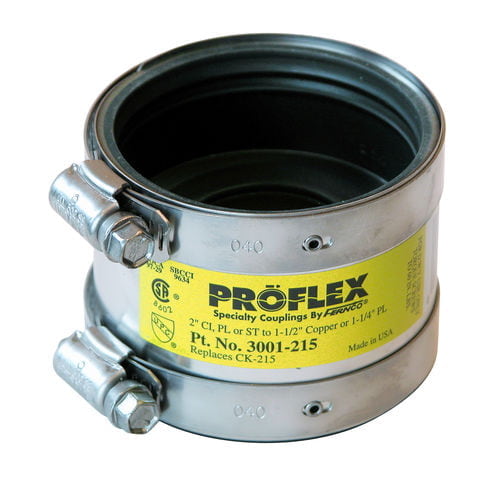 2" X 11/2" Proflex Coupling (2" Cast Iron, PVC, or Steel to 11/2" Copper or 11/4" PVC)