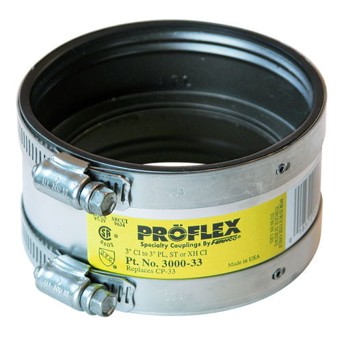 3" Proflex Coupling (3" Cast Iron to 3" Extra Heavy Cast Iron, PVC, or Steel)