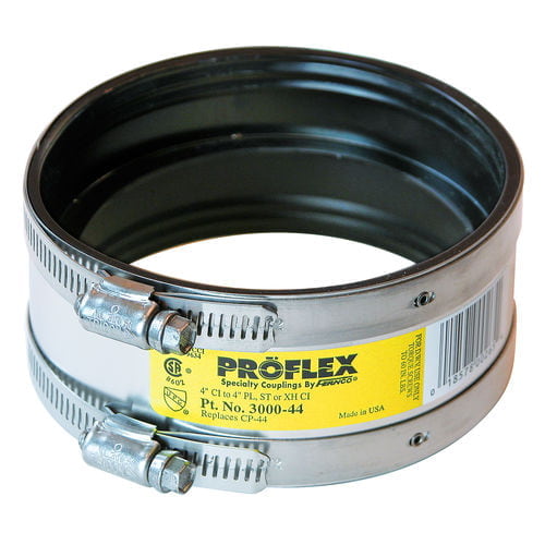 4" Proflex Coupling (4" Cast Iron to 4" Extra Heavy Cast Iron, PVC, or Steel)